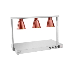 Triple Head Food Heat Lamp with Heated Base Mechanical Control