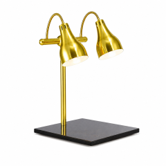 Double Head Straight Arm Food Heat Lamp with Marble Base