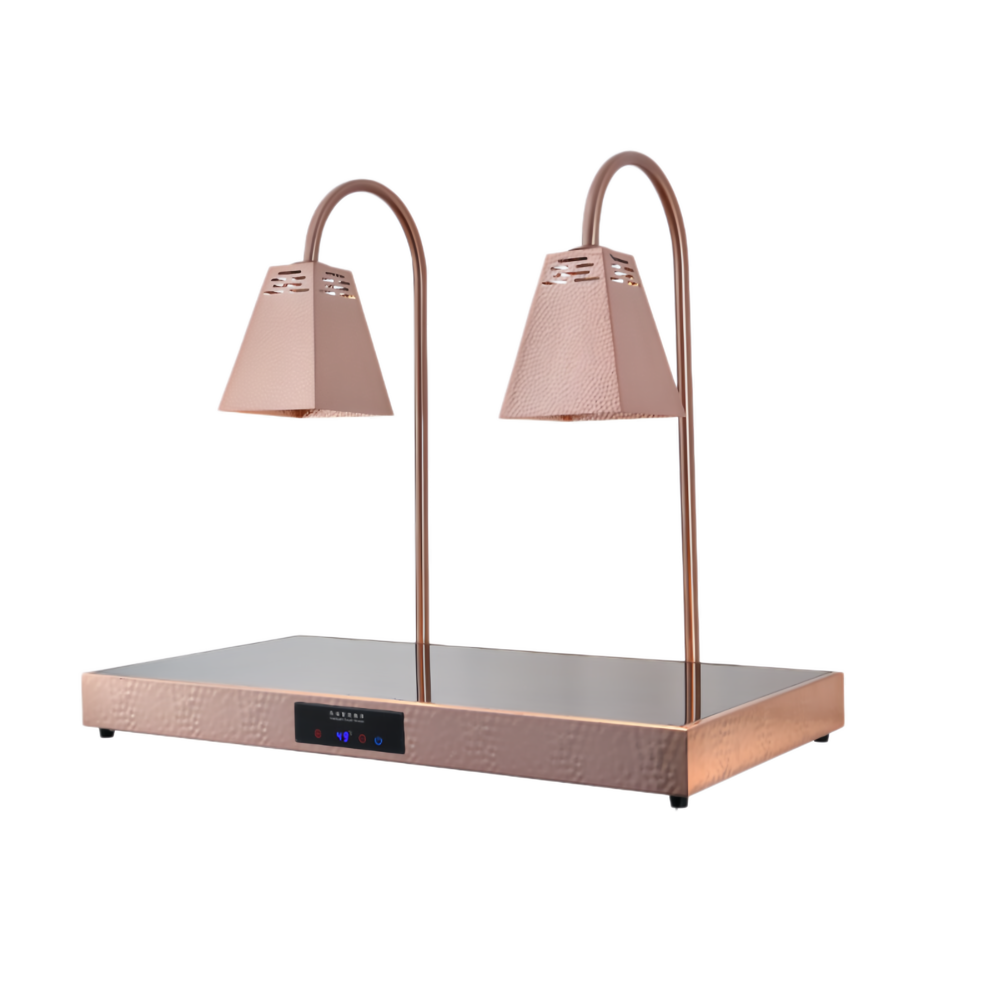 Double Head Square Shade Food Heat Lamp with Heated Square Base Digital Control