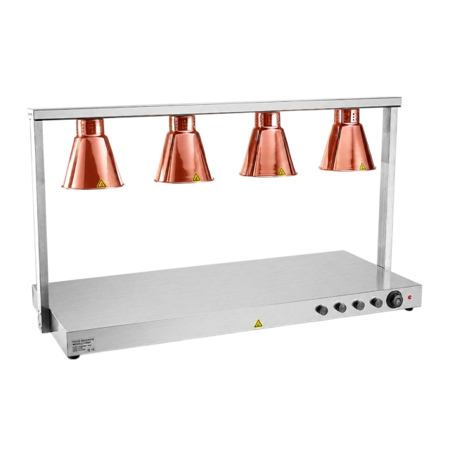 Four Head Food Heat Lamp with Heated Base Mechanical Control
