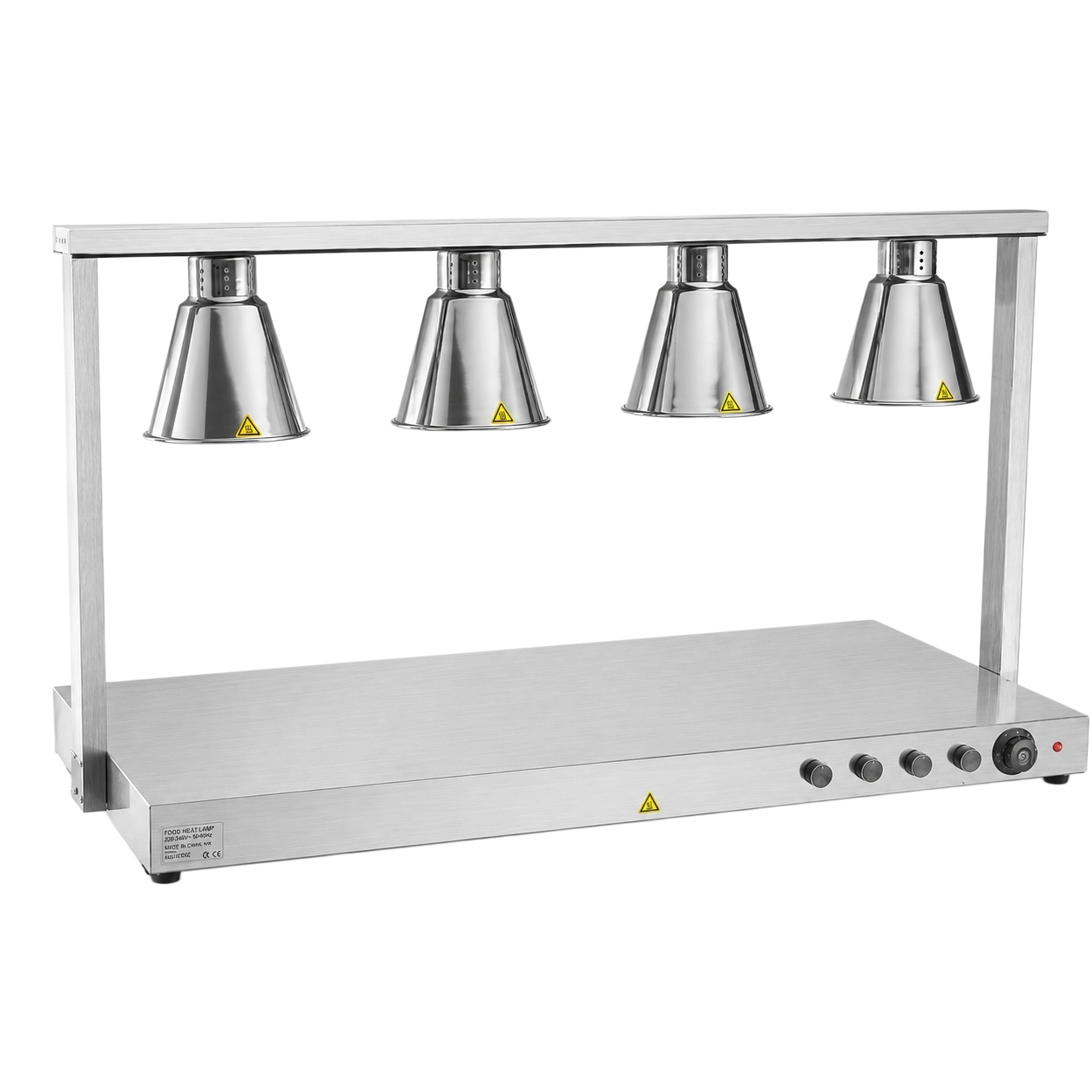 Four Head Food Heat Lamp with Heated Base Mechanical Control