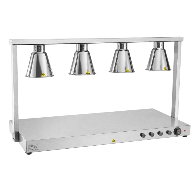 Four Head Food Heat Lamp with Heated Base Mechanical Control