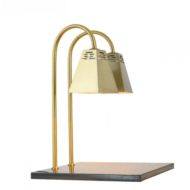 Double Head Square Shade Food Heat Lamp with Marble Base