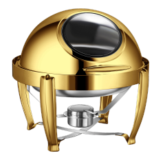 YT-721KS-C 6L Round Roll Top Chafing Dish with Glass Window