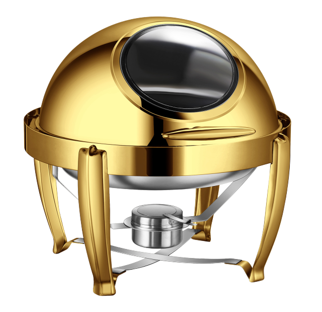 YT-721KS-C 6L Round Roll Top Chafing Dish with Glass Window