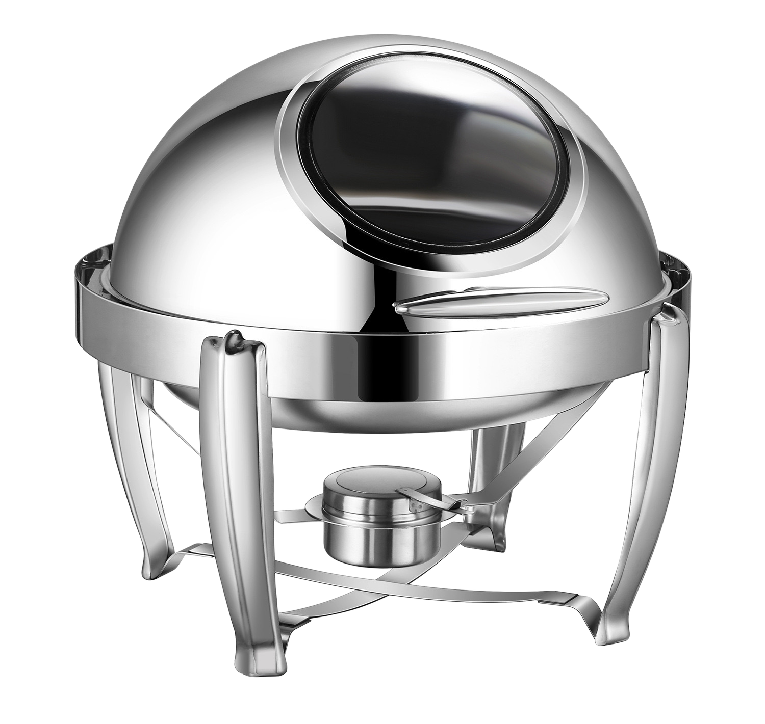 YT-721KS-C 6L Round Roll Top Chafing Dish with Glass Window