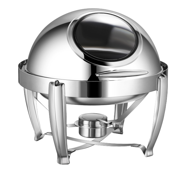 YT-721KS-C 6L Round Roll Top Chafing Dish with Glass Window