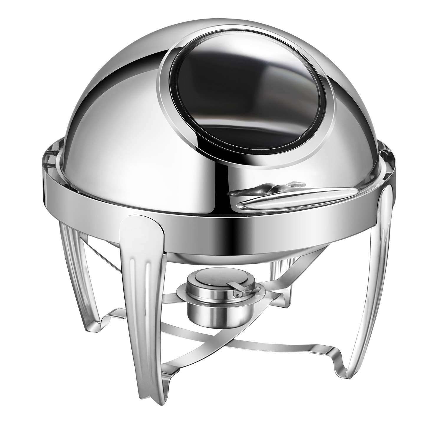 YT-721KS-B 6L Round Roll Top Chafing Dish with Glass Window