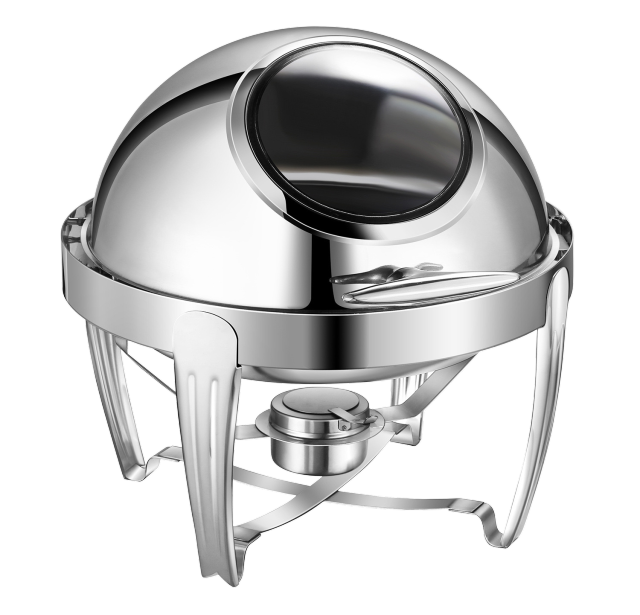 YT-721KS-B 6L Round Roll Top Chafing Dish with Glass Window