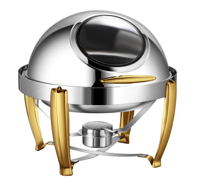 YT-721KS-C 6L Round Roll Top Chafing Dish with Glass Window
