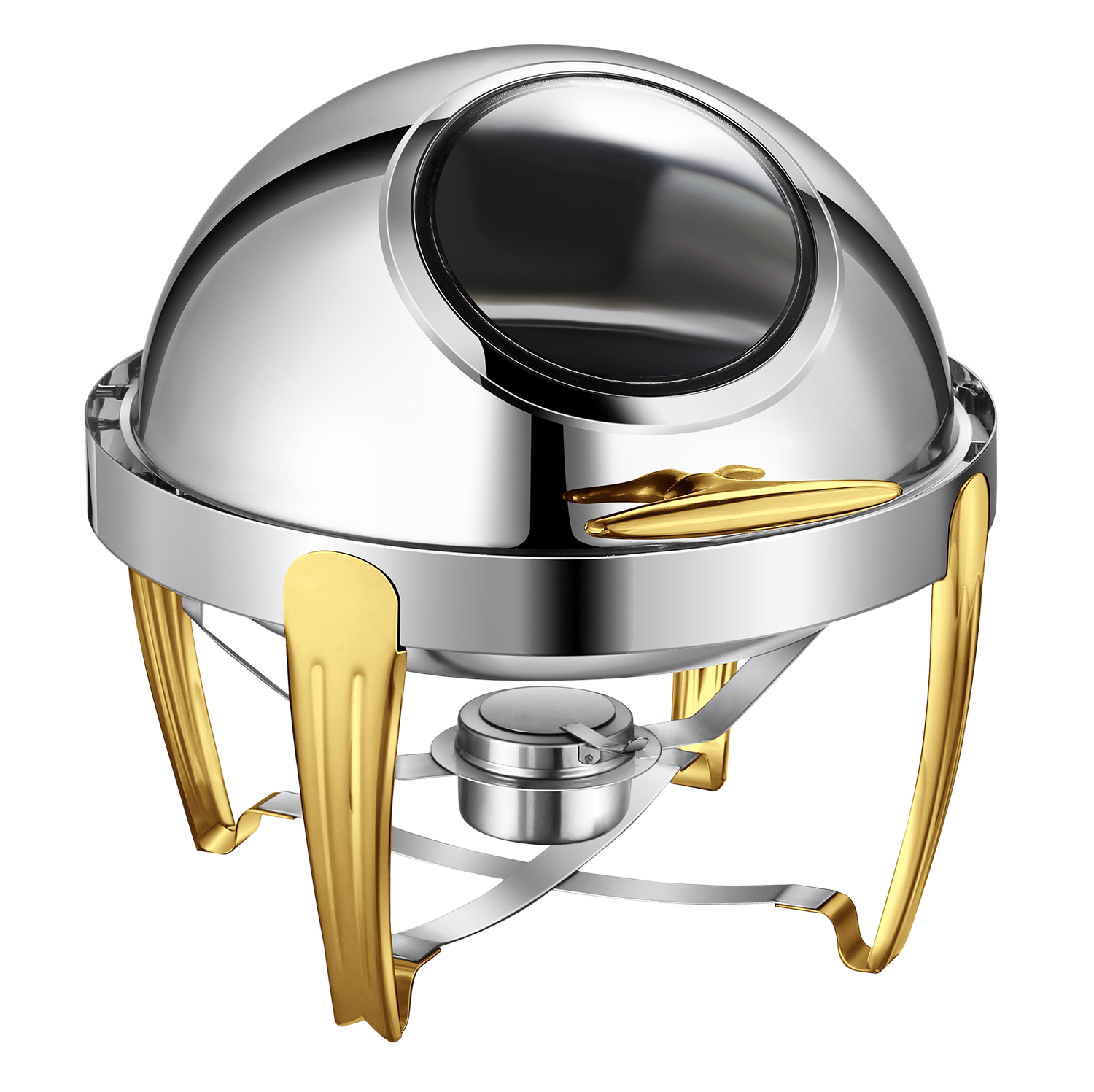 YT-721KS-B 6L Round Roll Top Chafing Dish with Glass Window