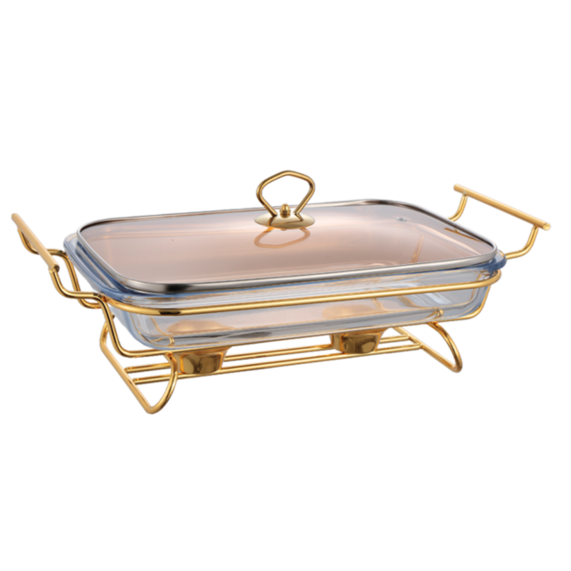 3L Rectangular Glass Chafing Dish with Glass Lid