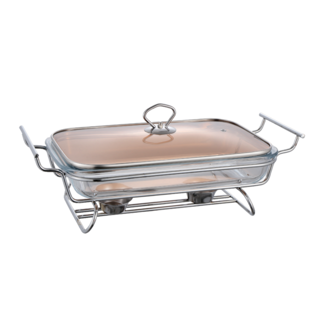 3L Rectangular Glass Chafing Dish with Glass Lid