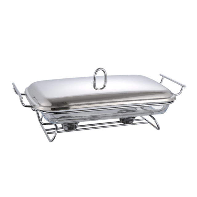1.5L Rectangular Glass Chafing Dish with Stainless Steel Lid