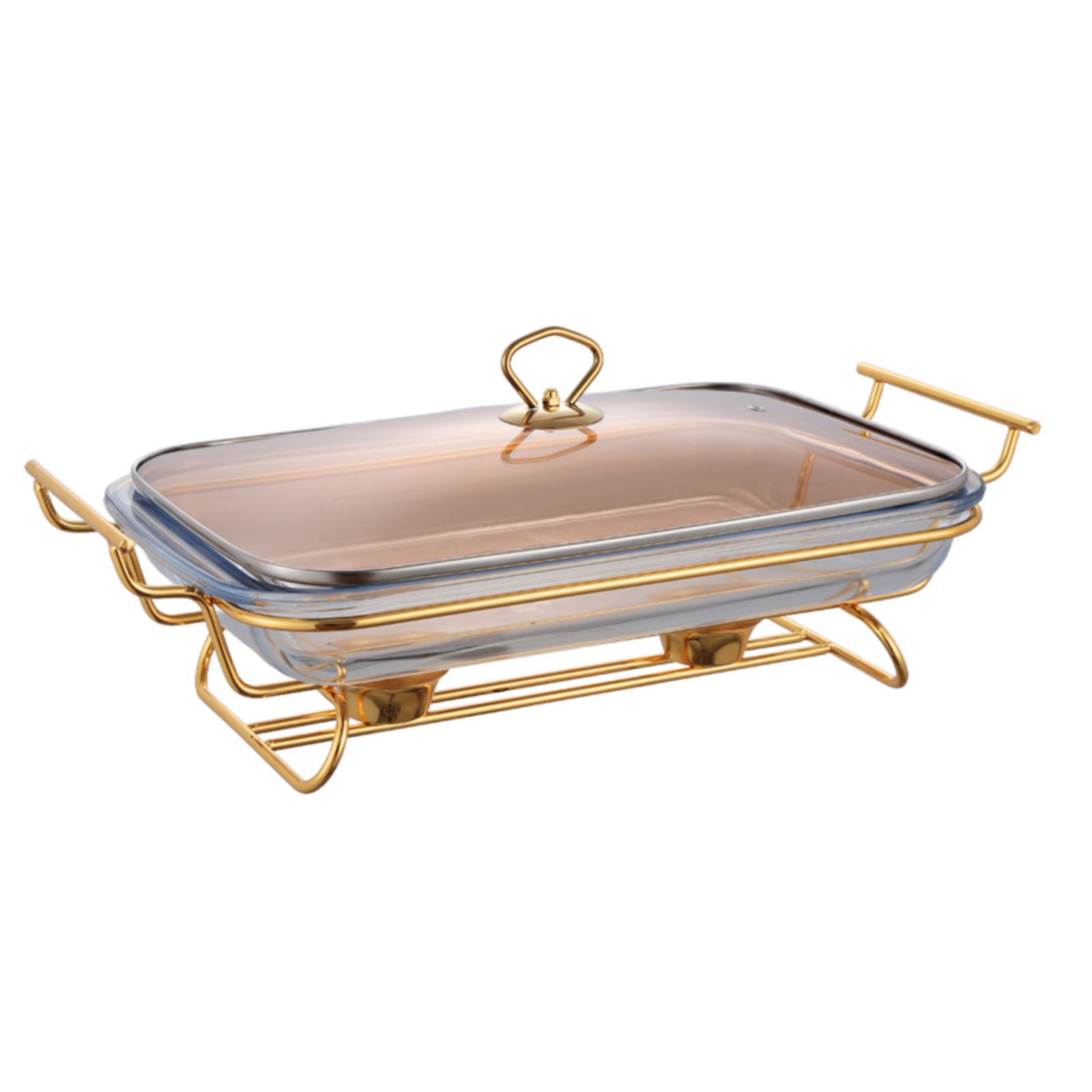 2L Rectangular Glass Chafing Dish with Glass Lid