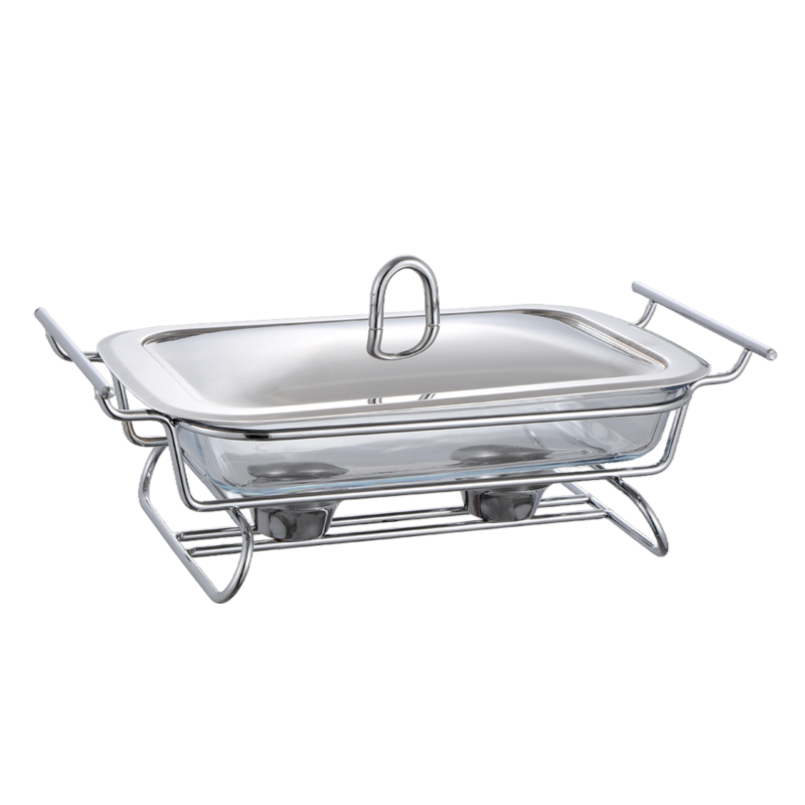 2L Rectangular Glass Chafing Dish with Stainless Steel Lid