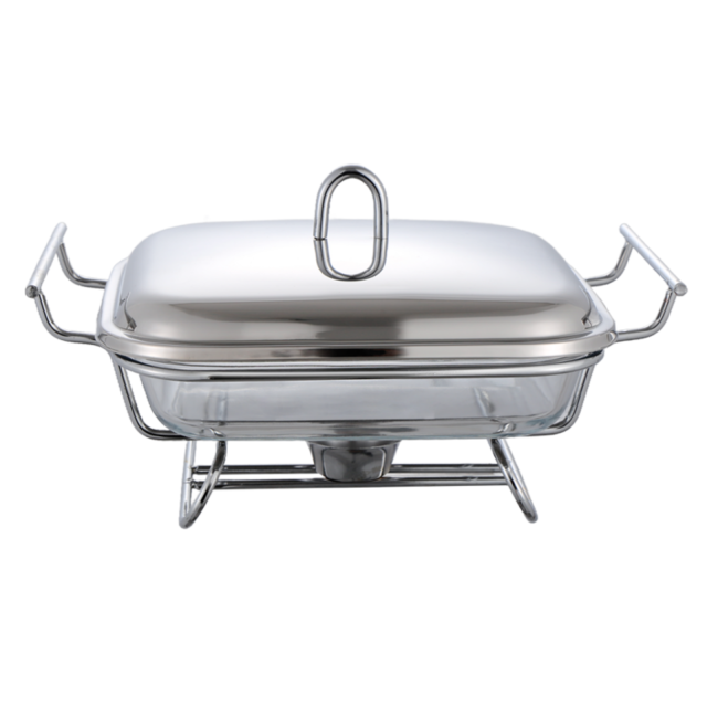2L Square Glass Chafing Dish with Stainless Steel Lid