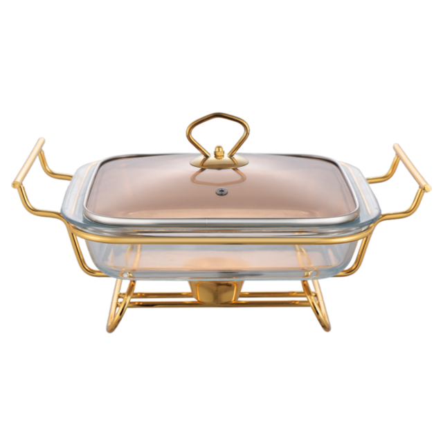 2L Square Glass Chafing Dish with Glass Lid