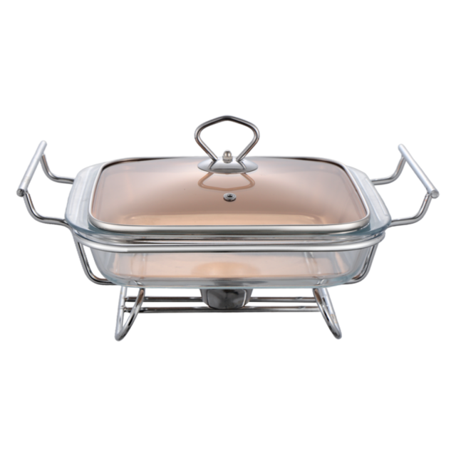 2L Square Glass Chafing Dish with Glass Lid