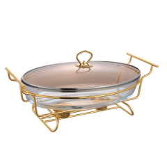 3L Oval Glass Chafing Dish with Glass Lid