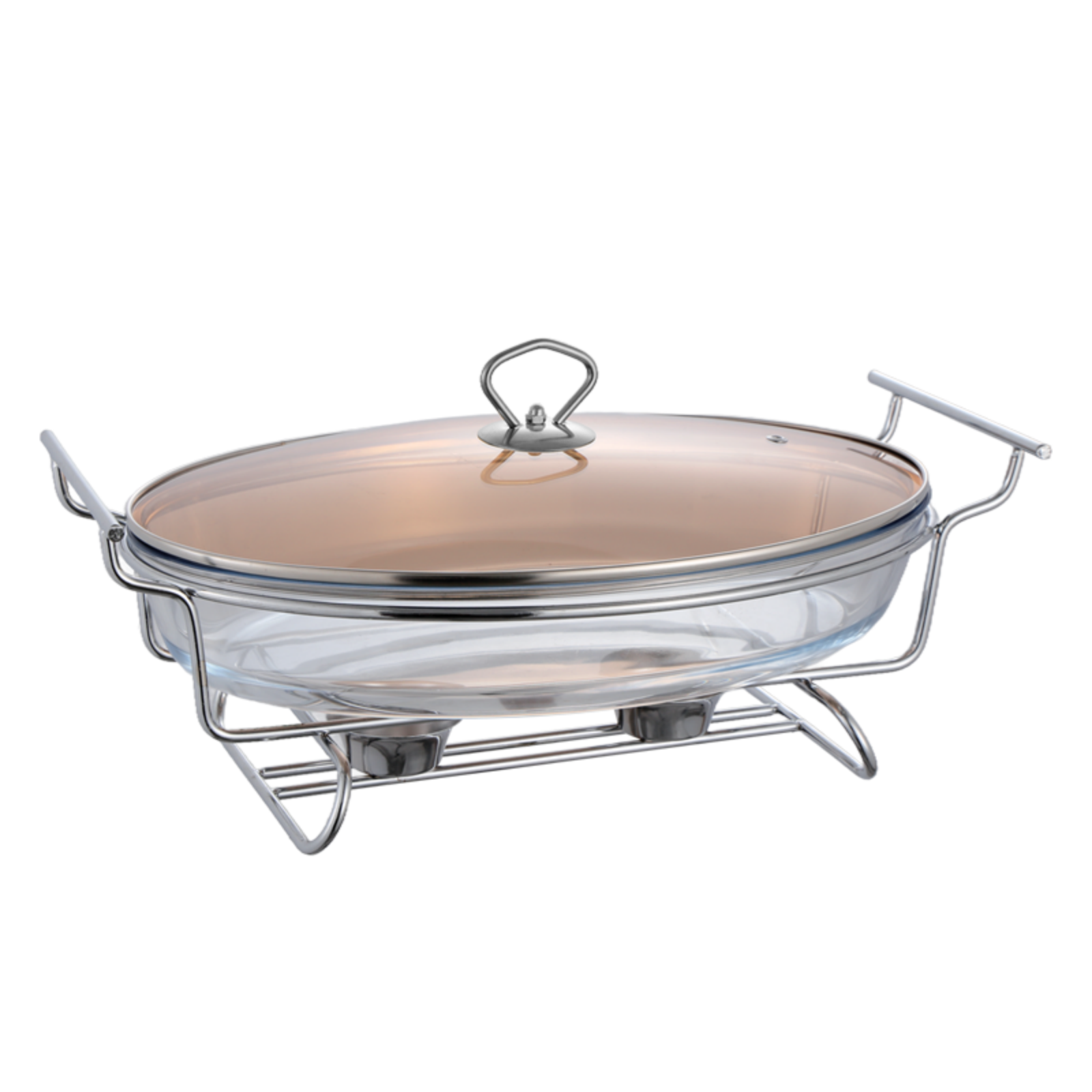 3L Oval Glass Chafing Dish with Glass Lid