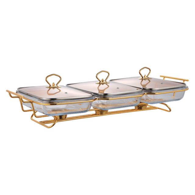 4.5L Rectangular Glass Chafing Dish Combination with Glass Lid