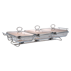 4.5L Rectangular Glass Chafing Dish Combination with Glass Lid