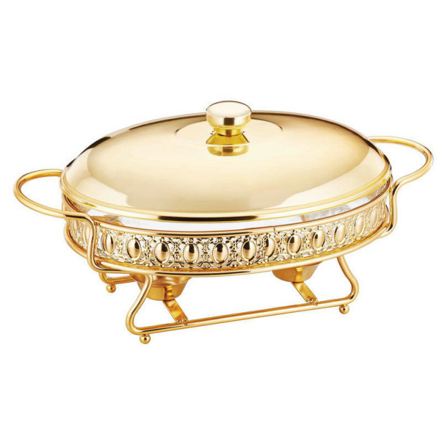 2.5L Oval Glass Chafing Dish with Glass Lid