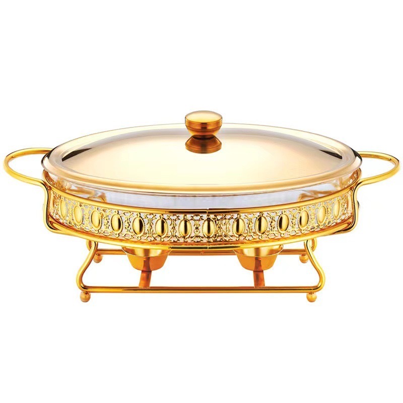 3L Oval Glass Chafing Dish with Glass Lid