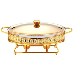 3L Oval Glass Chafing Dish with Glass Lid