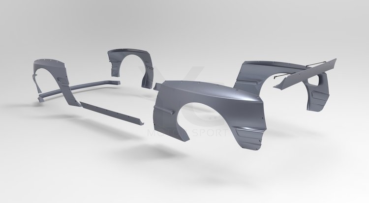 1984-1991 BMW E30 Coupe GRD PD RB Style Wide Body Kit including Front Lip, Fender Flare Kit, Side Skirts & Rear Wing