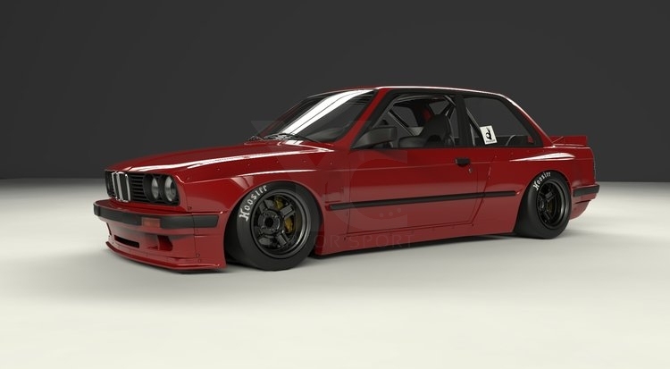 1984-1991 BMW E30 Coupe GRD PD RB Style Wide Body Kit including Front Lip, Fender Flare Kit, Side Skirts & Rear Wing