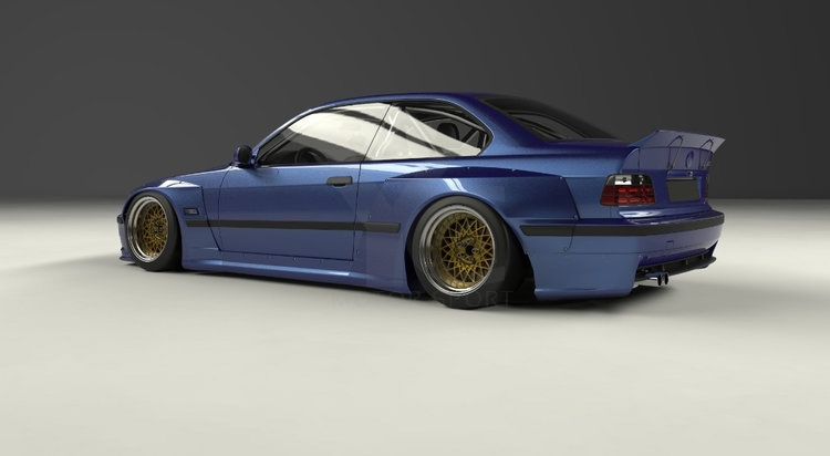 1992-1999 BMW E36 M3 Coupe GRD PD RB Style Body Kit Front Lip Fender Flare Side Skirts Rear Spats Wing