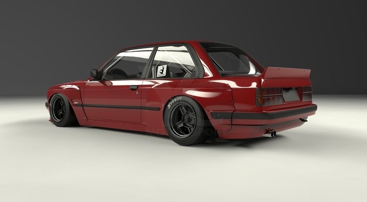 1984-1991 BMW E30 Coupe GRD PD RB Style Wide Body Kit including Front Lip, Fender Flare Kit, Side Skirts & Rear Wing