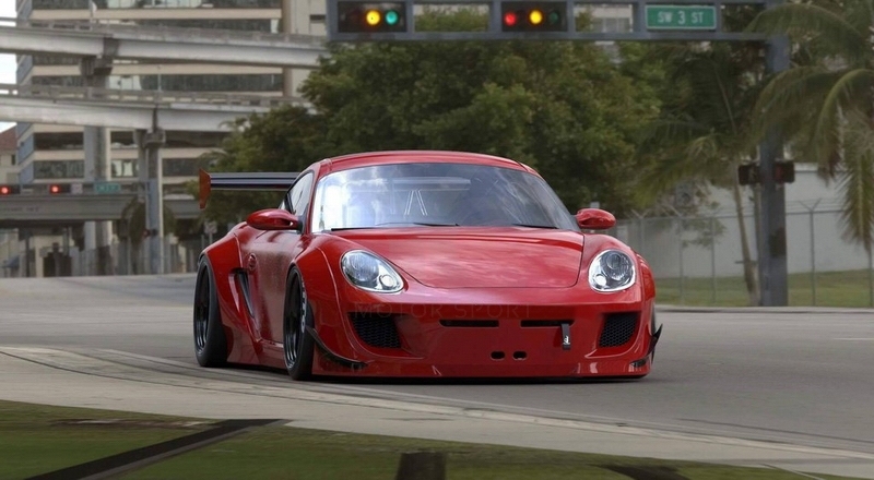 2005-2008 Porsche Cayman 987.1 PD RB V1 Style Wide Body Kit including Front & Rear Bumper, Canard Kit, Fender Flare Kit,  GT Wing