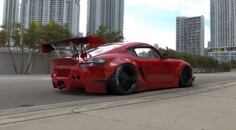 2005-2008 Porsche Cayman 987.1 PD RB V1 Style Wide Body Kit including Front & Rear Bumper, Canard Kit, Fender Flare Kit,  GT Wing
