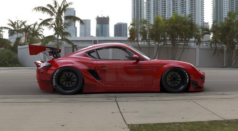 2005-2008 Porsche Cayman 987.1 PD RB V1 Style Wide Body Kit including Front & Rear Bumper, Canard Kit, Fender Flare Kit,  GT Wing