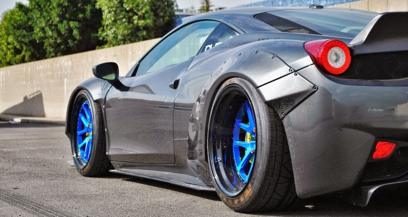 2010-2014 Ferrari F458 Italia Coupe & Spider LB LP LW Style Body Kit including Front Bumper with Lip , Fender Flares , Rear Diffuser , Trunk Wing