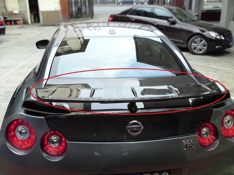 2008-2015 Nissan R35 GTR CBA DBA WA Sports Line Black BE Style Gurney Flap Rear Spoiler
