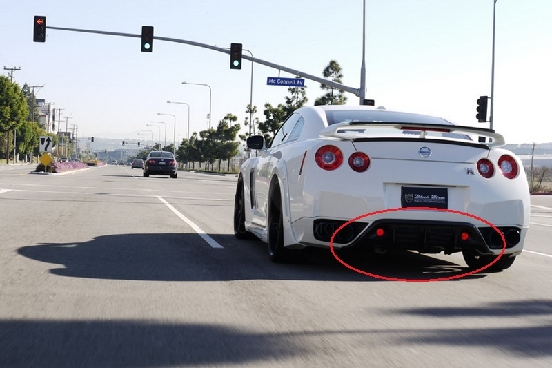 2008-2011 Nissan R35 GTR CBA WA Style Rear Bumper Diffuser Addon with Brake Light