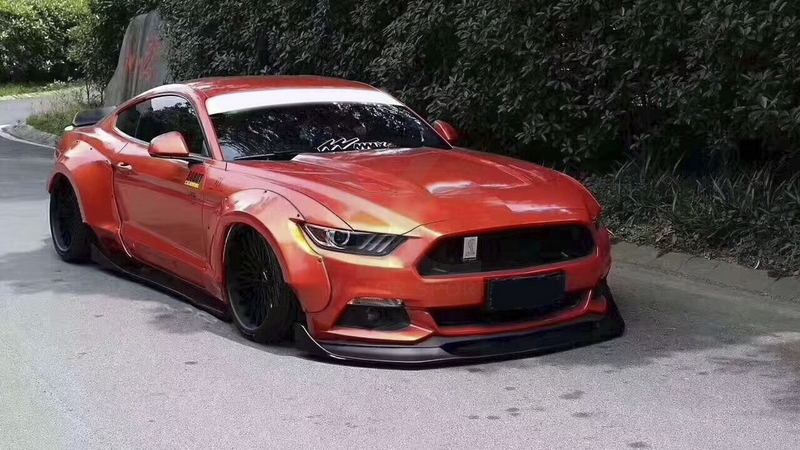 2015-2017 Ford Mustang Robot Design Style Wide Body Kit Include Front Lip Fender Flare Side Skirt Underboard  Rear Lip  Rear Wing
