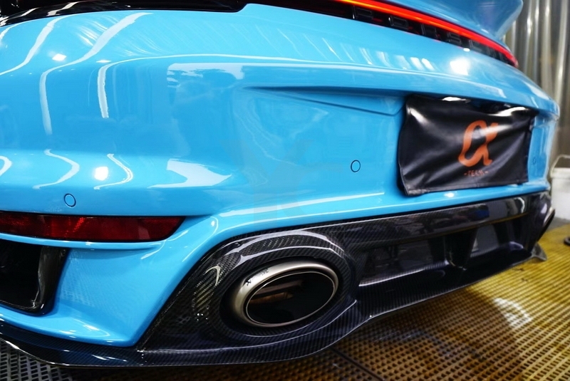 2019-2022 Porsche 911 992.1 Carrera & S & 4 & 4S Turbo-S-Conversion Rear Bumper with Diffuser Portion Dry Carbon Fiber