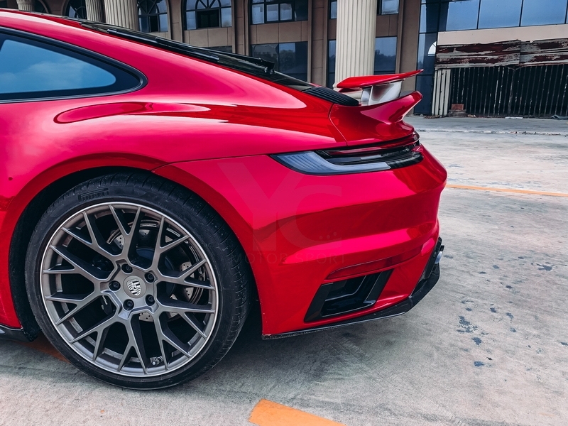 2019-2022 Porsche 911 992.1 Carrera & S & 4 & 4S Turbo-S-Conversion Rear Bumper with Diffuser Portion Dry Carbon Fiber