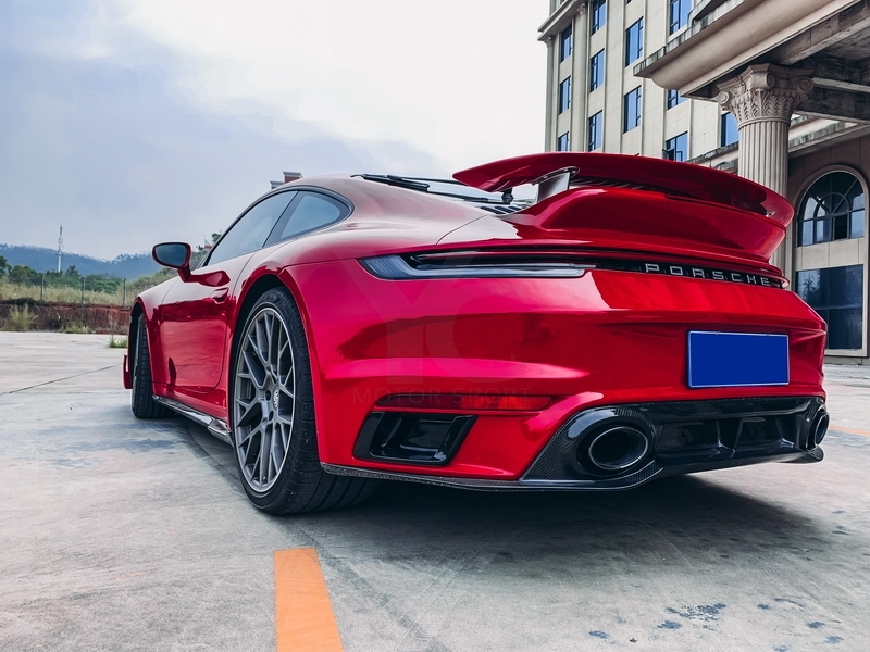 2019-2022 Porsche 911 992.1 Carrera & S & 4 & 4S Turbo-S-Conversion Rear Bumper with Diffuser Portion Dry Carbon Fiber