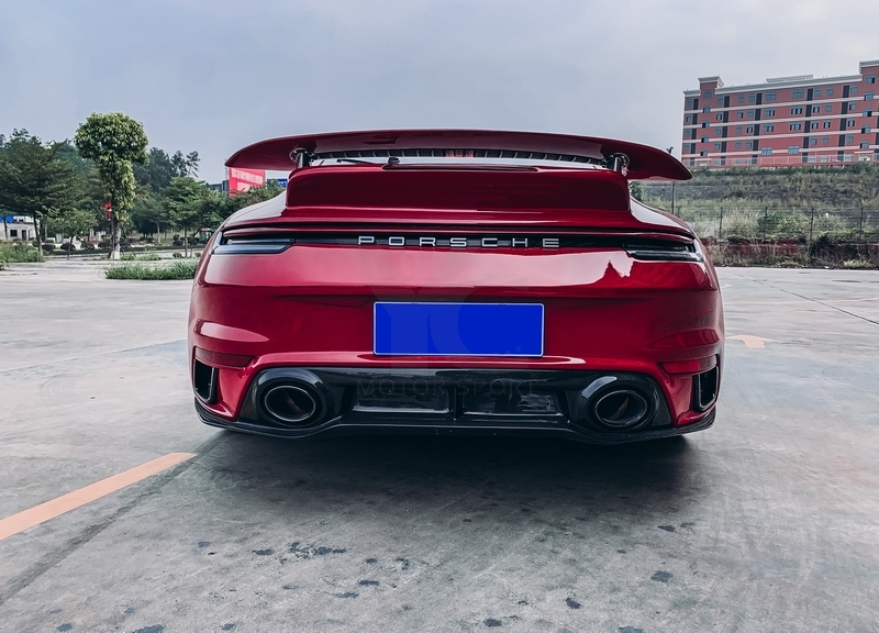 2019-2022 Porsche 911 992.1 Carrera & S & 4 & 4S Turbo-S-Conversion Rear Bumper with Diffuser Portion Dry Carbon Fiber