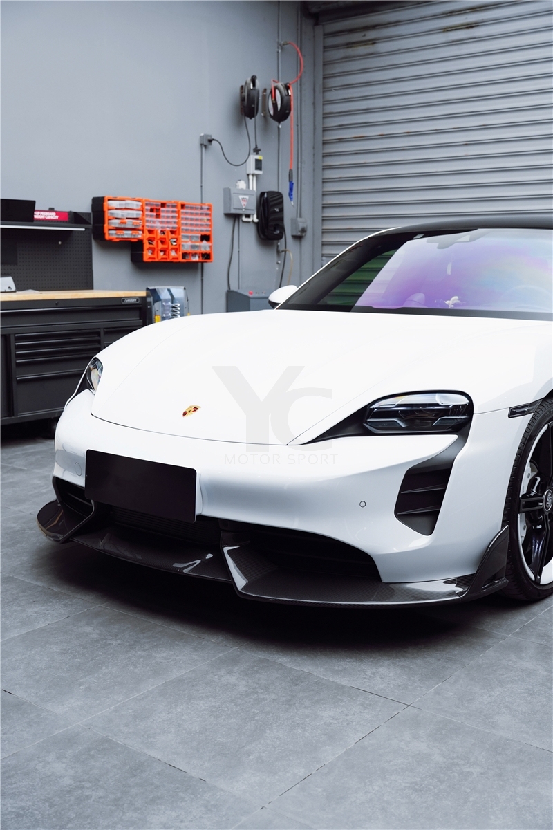 Carbon Fiber CF MS Style Front Lip & Splitter Fit For 2019-2022 Porsche Taycan J1 4/4S
