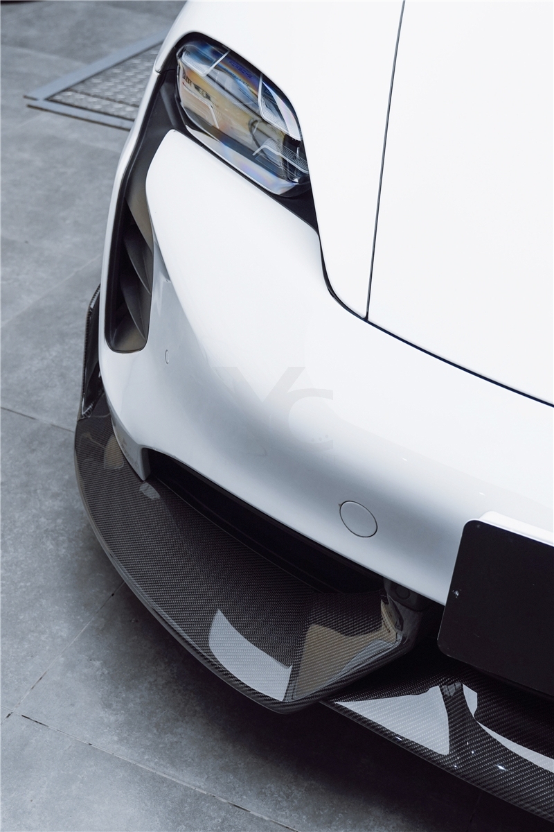 Carbon Fiber CF MS Style Front Lip & Splitter Fit For 2019-2022 Porsche Taycan J1 4/4S