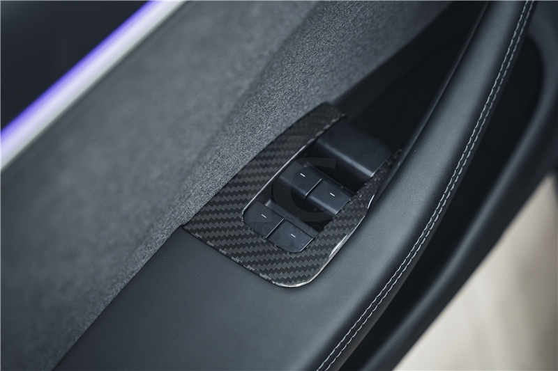 Car-Styling Dry Carbon Fiber DCF Model 3 Interior Trim Kit Fit For 2023-2024 TESLA Model 3 Interior Trim Kit Twill Carbon Weave
