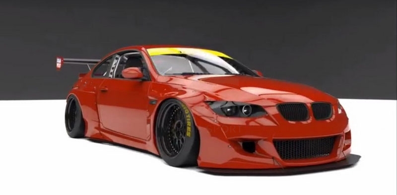 FRP Fiber Glass PD Style Bodykits Fit For 2007-2013 E92 M3 RB Body Kit Front Bumper Lip Fender Flare Spat Spoiler Wing Side Skirt