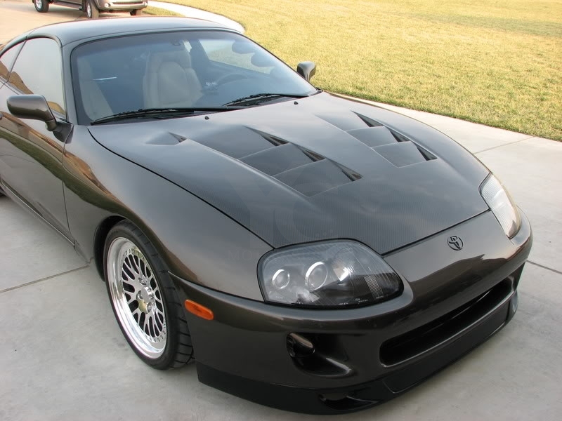 CF Carbon Fiber Supra MK4 TS Style Hood Fit For 1993-2002 Toyota Bonnet Engine Cover